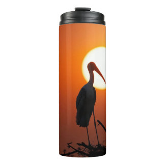 Bouteilles Isothermes Photo de silhouette d'oiseau cigogne au coucher de