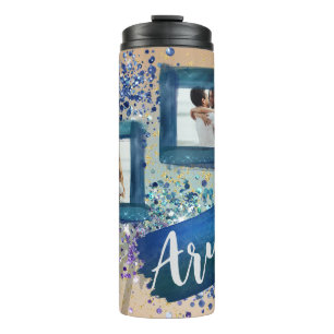 Bouteilles Isothermes Photo personnalisée Tropical Navy Beach Glam
