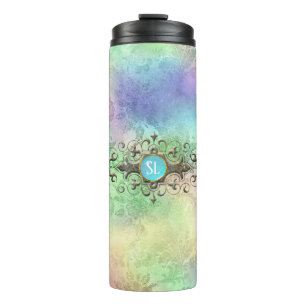 Bouteilles Isothermes Pierres précieuses en damas vintage iridescent mon