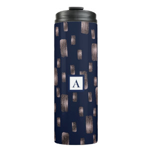 Bouteilles Isothermes Pinceau Moderne Rose Gold et Bleu Nuit Pailleté