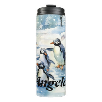 Bouteilles Isothermes Pingouins d'aquarelle adorable sur glace