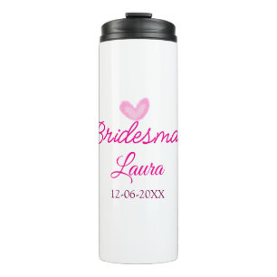Bouteilles Isothermes PINK coeur minimal ajouter nom bridesmaid année ca