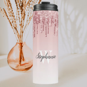 Bouteilles Isothermes Pink Faux Parties scintillant Sparkle Ombre Monogr