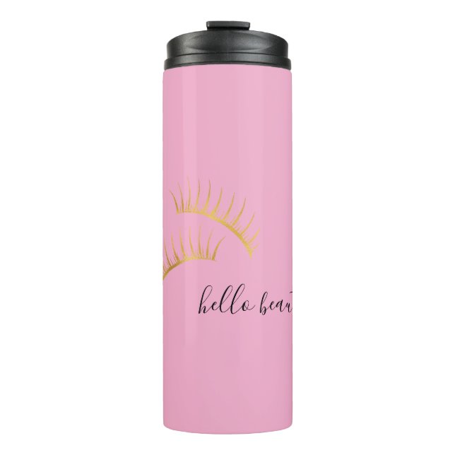Bouteilles Isothermes Pink Gold Eyelashes Hello Beautiful (Devant)