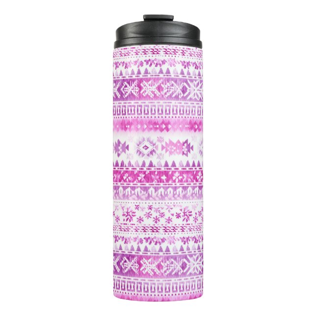 Bouteilles Isothermes Pink White Cozy Stripes Christmas (Devant)