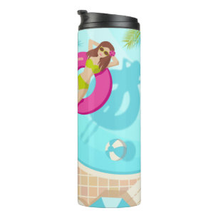 Bouteilles Isothermes Piscine fille en bikini plage d'été