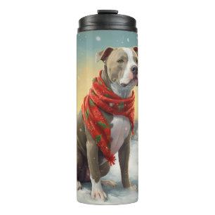 Bouteilles Isothermes Pitbull Chien dans Noël de neige