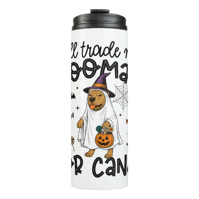Bouteilles Isothermes Pitpull Chien Halloween Ghost Éffrayant (Devant)