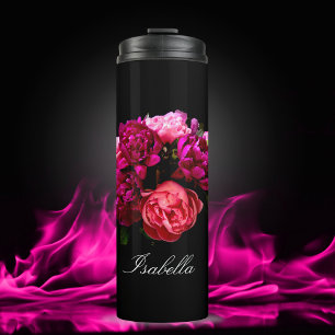 Bouteilles Isothermes Pivoines roses et violettes dramatiques Nom