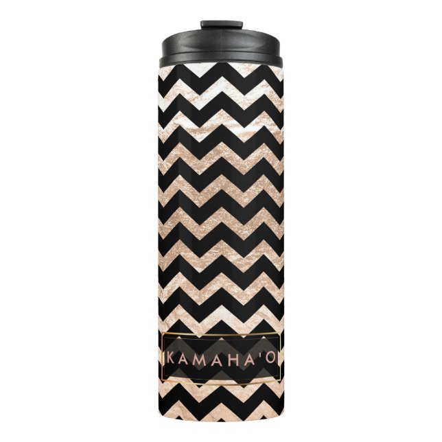 Bouteilles Isothermes PixDezines Chevron/Faux Metallic Rose Gold (Devant)