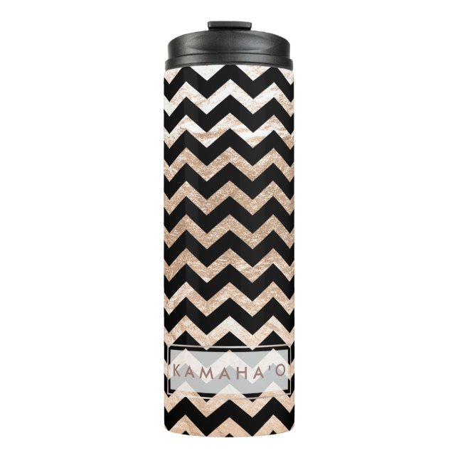 Bouteilles Isothermes PixDezines Chevron/Faux Metallic Rose Gold (Devant)