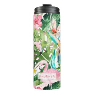 Bouteilles Isothermes PixDezines Flamants roses roses+Foliage tropical