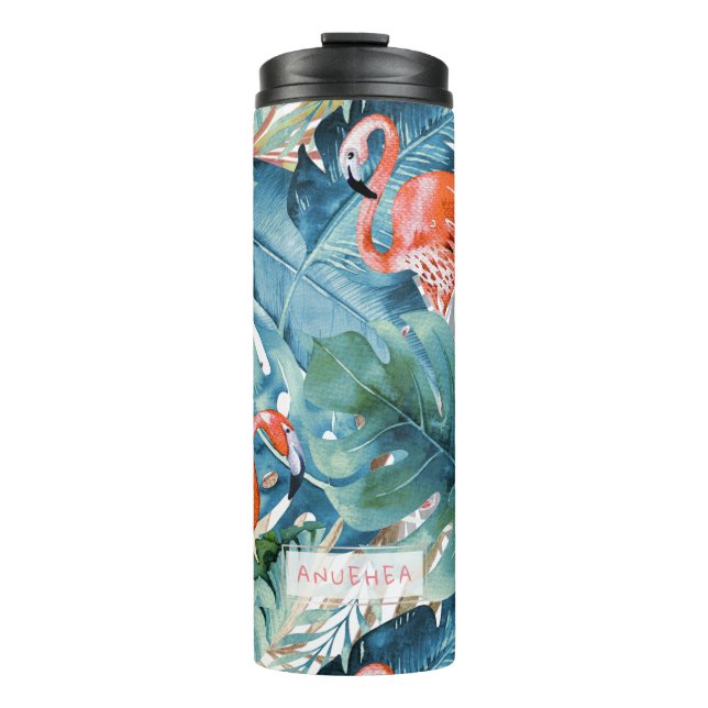 Bouteilles Isothermes PixDezines Flamants roses roses+Foliage tropical (Devant)