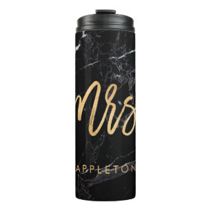 Bouteilles Isothermes PixDezines Mme BLACK MARBLE FAUX OR