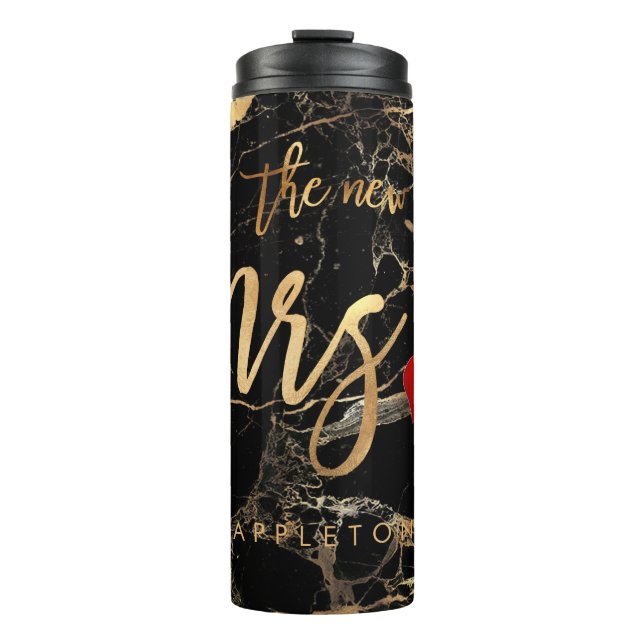 Bouteilles Isothermes PixDezines Mme BLACK MARBLE FAUX OR VEINS (Devant)