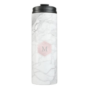 Bouteilles Isothermes PixDezines MONOGRAM MARBRE BLANC+BLUSH HONEYCOMB