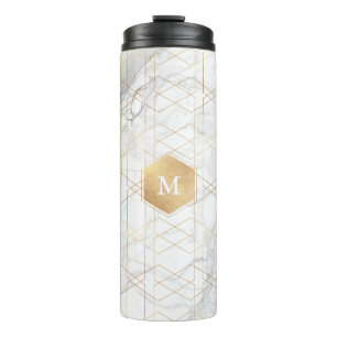 Bouteilles Isothermes PixDezines MONOGRAM MARBRE BLANC+HONEYCOMB