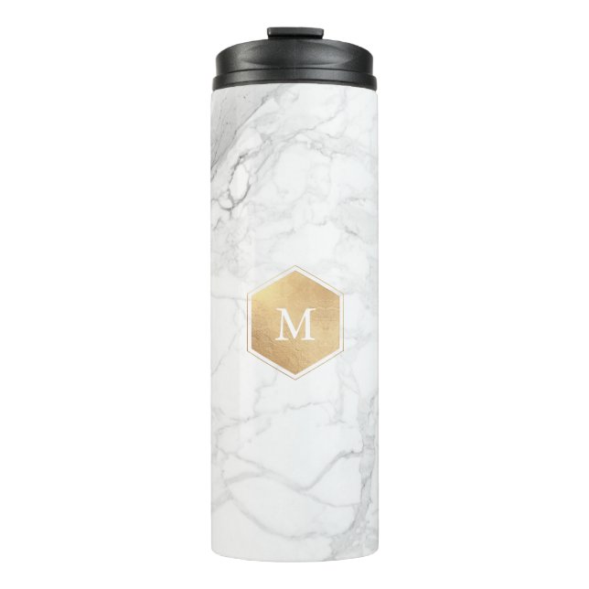 Bouteilles Isothermes PixDezines MONOGRAM MARBRE BLANC+HONEYCOMB (Devant)
