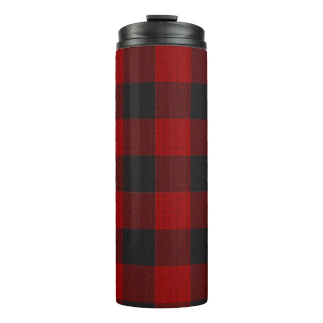 Bouteilles Isothermes PixDezines Plaid Buffalo, Rouge Noir (Devant)