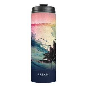Bouteilles Isothermes PixDezines Surf Up Hawaiian Beach/Rose/Green