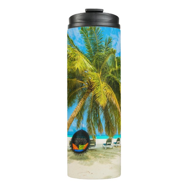 Bouteilles Isothermes Plage aux Maldives nom personnalisé tumbler (Devant)