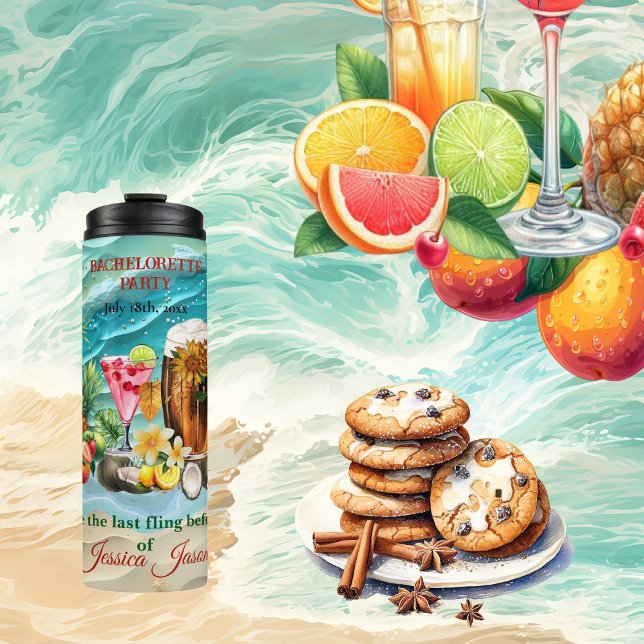 Bouteilles Isothermes Plage Cocktails Fruits tropicaux Fête de Bachelore (Beach Cocktails Tropical Fruits Bachelorette Party Thermal Tumbler)