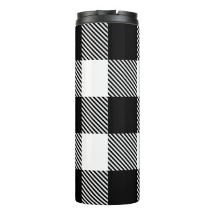 Bouteilles Isothermes Plaid blanc noir de Buffalo avec le sergé