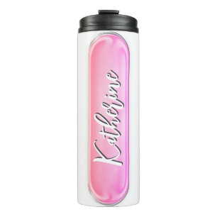Bouteilles Isothermes Plaque personnalisée rose avec nom, cadeau personn