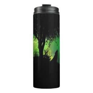Bouteilles Isothermes Pleine lune Howling Wolf Silhouette sous arbre
