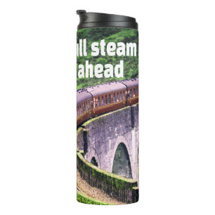 Bouteilles Isothermes Pleine vapeur devant Train Locomotive sur Pont