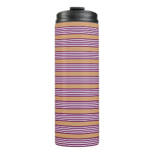 Bouteilles Isothermes Plum et blanc cinq bandes motif avec bronzage