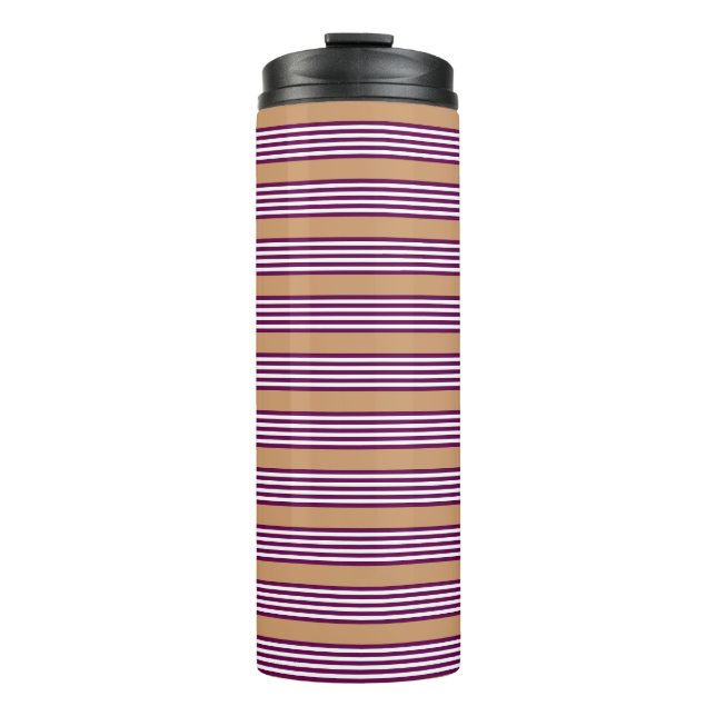 Bouteilles Isothermes Plum et blanc cinq bandes motif avec bronzage (Devant)