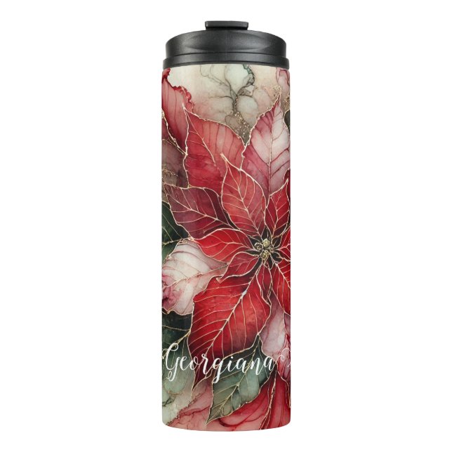 Bouteilles Isothermes Poinsettia d'encre d'alcool floral festif personna (Devant)