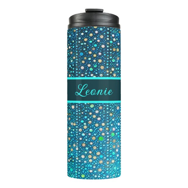 Bouteilles Isothermes Points bleu turquoise motifs (Devant)
