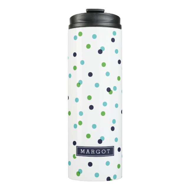 Bouteilles Isothermes Points Confetti Vert et Turquoise de la Marine Mon (Devant)