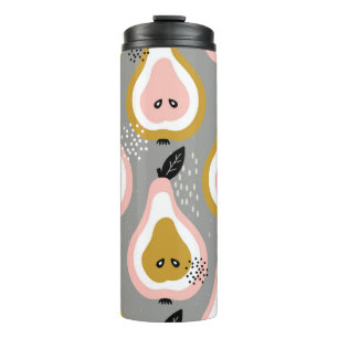 Bouteilles Isothermes Poires colorées, motif vintage.