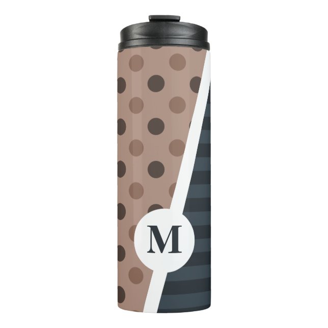 Bouteilles Isothermes Pois et rayures de cacao foncé : Monogramme (Devant)