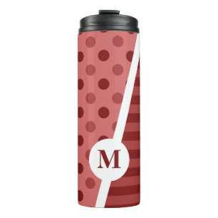 Bouteilles Isothermes Pois et rayures rouges pastel : Monogramme