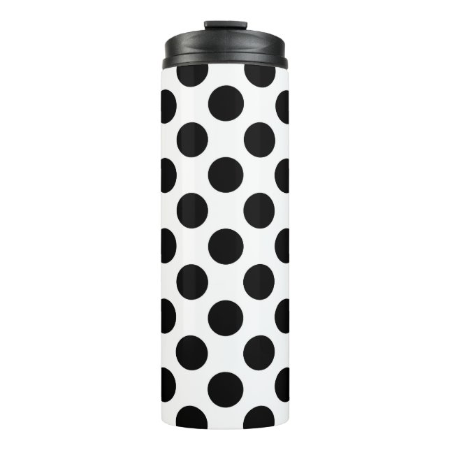 Bouteilles Isothermes Pois, Motif Polka Dot, noir et blanc (Devant)