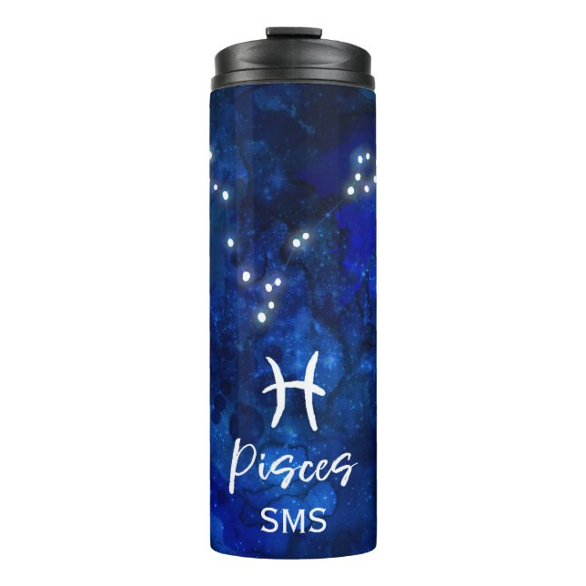 Bouteilles Isothermes Poissons Zodiac Constellation Bleu Galaxie Monogra (Devant)
