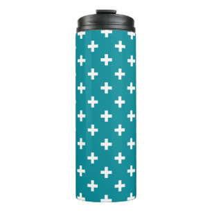 Bouteilles Isothermes Polka blanche croise sur turquoise
