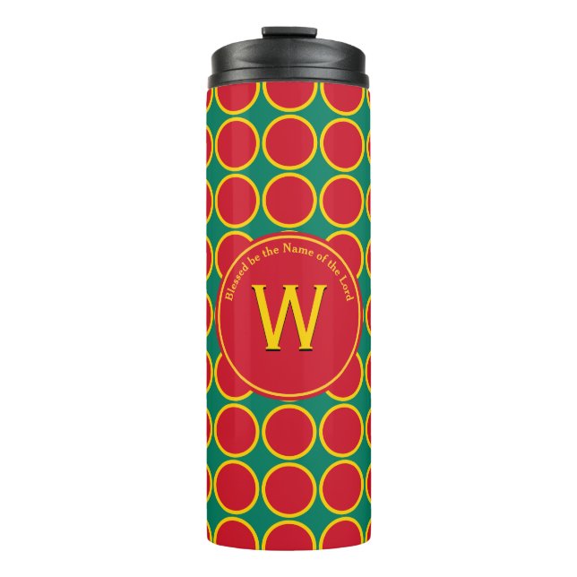Bouteilles Isothermes POLKA DOT Géométrique Customisé Monogramme rouge (Devant)