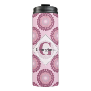 Bouteilles Isothermes Polka Dot Mandala, Rose Dusky Radiant Personnalisé