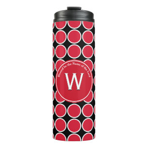 Bouteilles Isothermes POLKA DOT Monogramme géométrique Customisé Rouge