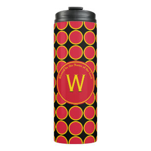 Bouteilles Isothermes POLKA DOT Monogramme géométrique Customisé Rouge J