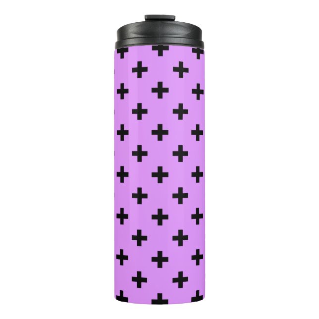Bouteilles Isothermes Polka noire croise sur lilas (Devant)