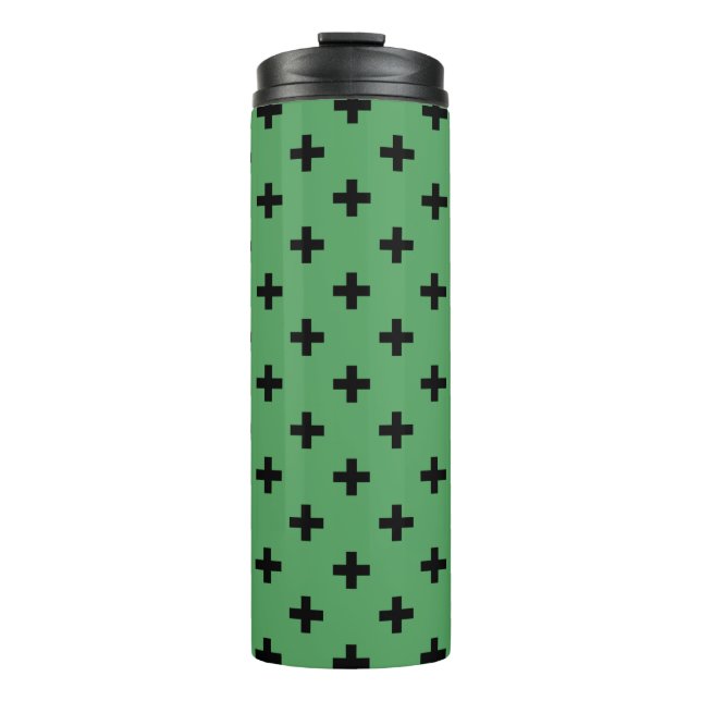 Bouteilles Isothermes Polka noire croise sur vert (Devant)