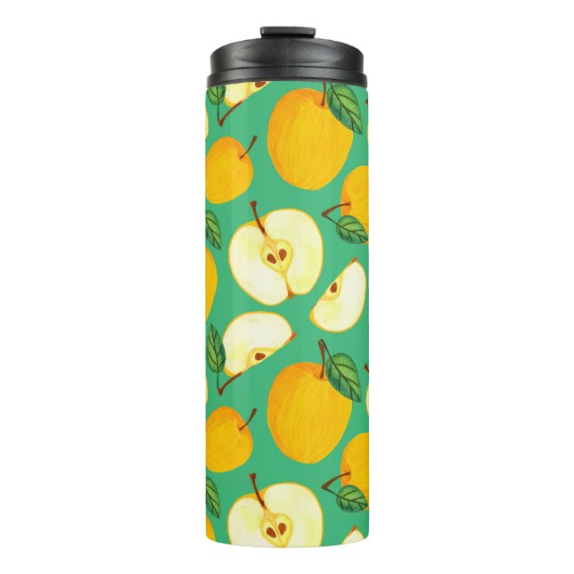 Bouteilles Isothermes Pomme jaune : Motif d'aquarelle juteux. (Devant)