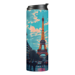 Bouteilles Isothermes Pop Art Paris - Vibrant Retro Cityscape