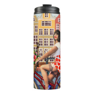 Bouteilles Isothermes Poster d'Amsterdam : Pin-Up Girl Cycling.